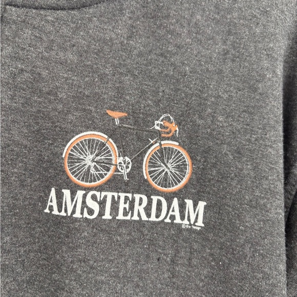 Amsterdam Y2K Bicycle Cycling grey long sleeve sweatshirt hoodie zip up medium - Picture 7 of 9
